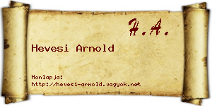 Hevesi Arnold névjegykártya